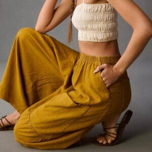 Anthropologie Pilcro Wide-Leg Barrel Pants - Linen